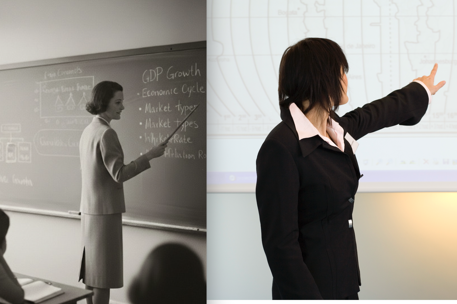 2 Frauen, die mit dem Rücken zum Publilkum sprechen